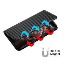 Load image into Gallery viewer, Carbon Fiber Texture Flip Holder Leather Phone Case, For iPhone 13, For iPhone 13 mini, For iPhone 13 Pro, For iPhone 13 Pro Max