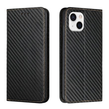 Load image into Gallery viewer, Carbon Fiber Texture Flip Holder Leather Phone Case, For iPhone 13, For iPhone 13 mini, For iPhone 13 Pro, For iPhone 13 Pro Max