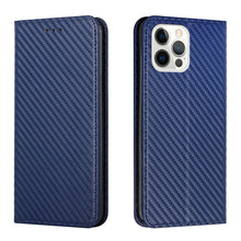 Load image into Gallery viewer, Carbon Fiber Texture Flip Holder Leather Phone Case, For iPhone 13, For iPhone 13 mini, For iPhone 13 Pro, For iPhone 13 Pro Max