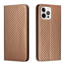 Load image into Gallery viewer, Carbon Fiber Texture Flip Holder Leather Phone Case, For iPhone 13, For iPhone 13 mini, For iPhone 13 Pro, For iPhone 13 Pro Max