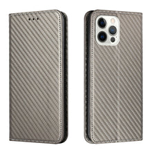Load image into Gallery viewer, Carbon Fiber Texture Flip Holder Leather Phone Case, For iPhone 13, For iPhone 13 mini, For iPhone 13 Pro, For iPhone 13 Pro Max