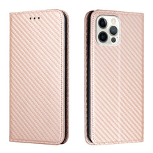 Load image into Gallery viewer, Carbon Fiber Texture Flip Holder Leather Phone Case, For iPhone 13, For iPhone 13 mini, For iPhone 13 Pro, For iPhone 13 Pro Max