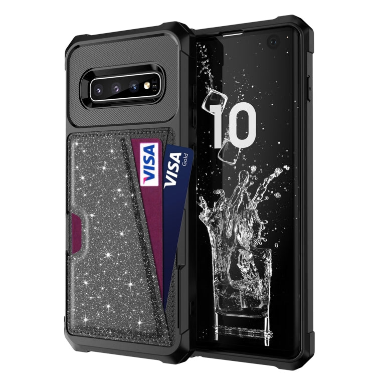 Glitter Magnetic Card Bag Phone Case, For Samsung Galaxy S10, For Samsung Galaxy S10+, For Samsung Galaxy S10e, For Samsung Galaxy S9, For Samsung Galaxy S9+, For Samsung Galaxy Note9
