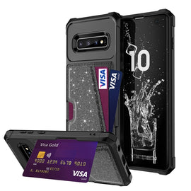 Glitter Magnetic Card Bag Phone Case, For Samsung Galaxy S10, For Samsung Galaxy S10+, For Samsung Galaxy S10e, For Samsung Galaxy S9, For Samsung Galaxy S9+, For Samsung Galaxy Note9