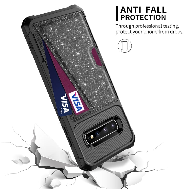 Glitter Magnetic Card Bag Phone Case, For Samsung Galaxy S10, For Samsung Galaxy S10+, For Samsung Galaxy S10e, For Samsung Galaxy S9, For Samsung Galaxy S9+, For Samsung Galaxy Note9
