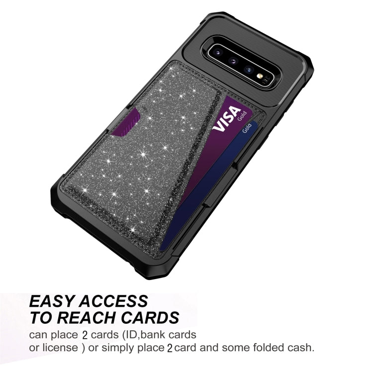 Glitter Magnetic Card Bag Phone Case, For Samsung Galaxy S10, For Samsung Galaxy S10+, For Samsung Galaxy S10e, For Samsung Galaxy S9, For Samsung Galaxy S9+, For Samsung Galaxy Note9