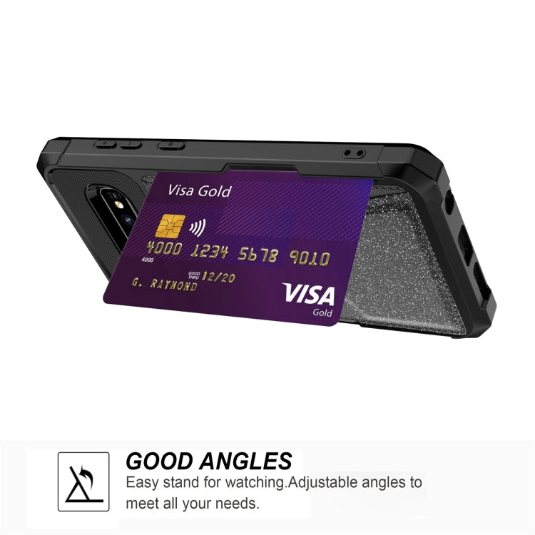 Glitter Magnetic Card Bag Phone Case, For Samsung Galaxy S10, For Samsung Galaxy S10+, For Samsung Galaxy S10e, For Samsung Galaxy S9, For Samsung Galaxy S9+, For Samsung Galaxy Note9