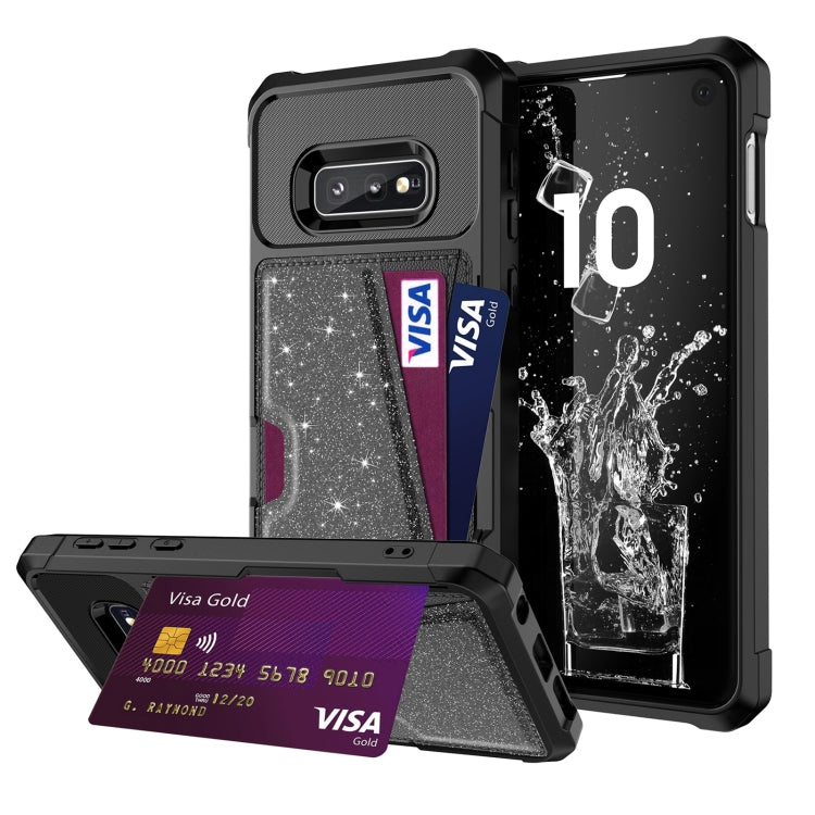 Glitter Magnetic Card Bag Phone Case, For Samsung Galaxy S10, For Samsung Galaxy S10+, For Samsung Galaxy S10e, For Samsung Galaxy S9, For Samsung Galaxy S9+, For Samsung Galaxy Note9