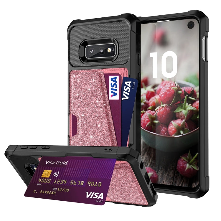 Glitter Magnetic Card Bag Phone Case, For Samsung Galaxy S10, For Samsung Galaxy S10+, For Samsung Galaxy S10e, For Samsung Galaxy S9, For Samsung Galaxy S9+, For Samsung Galaxy Note9