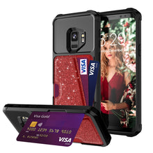 Load image into Gallery viewer, Glitter Magnetic Card Bag Phone Case, For Samsung Galaxy S10, For Samsung Galaxy S10+, For Samsung Galaxy S10e, For Samsung Galaxy S9, For Samsung Galaxy S9+, For Samsung Galaxy Note9