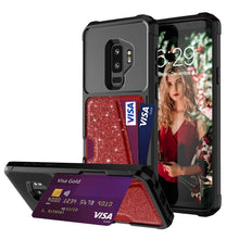 Load image into Gallery viewer, Glitter Magnetic Card Bag Phone Case, For Samsung Galaxy S10, For Samsung Galaxy S10+, For Samsung Galaxy S10e, For Samsung Galaxy S9, For Samsung Galaxy S9+, For Samsung Galaxy Note9