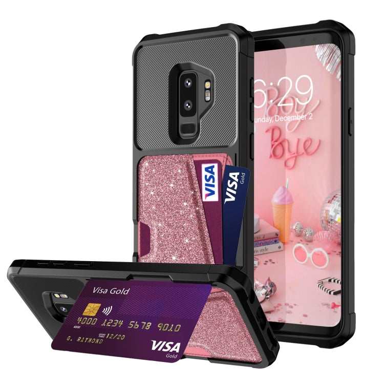 Glitter Magnetic Card Bag Phone Case, For Samsung Galaxy S10, For Samsung Galaxy S10+, For Samsung Galaxy S10e, For Samsung Galaxy S9, For Samsung Galaxy S9+, For Samsung Galaxy Note9