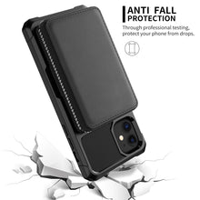 Load image into Gallery viewer, Zipper Wallet Card Bag PU Back Case, For iPhone 12 mini, For iPhone 12 / 12 Pro, For iPhone 12 Pro Max, For iPhone 11 Pro, For iPhone 11 Pro Max, For iPhone XR, For iPhone XS Max, For iPhone SE 2022 / SE 2020 / 7 / 8 / 6 / 6s                           ...