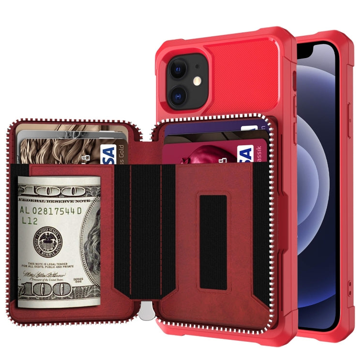 Zipper Wallet Card Bag PU Back Case, For iPhone 12 mini, For iPhone 12 / 12 Pro, For iPhone 12 Pro Max, For iPhone 11 Pro, For iPhone 11 Pro Max, For iPhone XR, For iPhone XS Max, For iPhone SE 2022 / SE 2020 / 7 / 8 / 6 / 6s                           ...