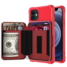 Load image into Gallery viewer, Zipper Wallet Card Bag PU Back Case, For iPhone 12 mini, For iPhone 12 / 12 Pro, For iPhone 12 Pro Max, For iPhone 11 Pro, For iPhone 11 Pro Max, For iPhone XR, For iPhone XS Max, For iPhone SE 2022 / SE 2020 / 7 / 8 / 6 / 6s                           ...