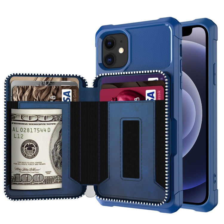 Zipper Wallet Card Bag PU Back Case, For iPhone 12 mini, For iPhone 12 / 12 Pro, For iPhone 12 Pro Max, For iPhone 11 Pro, For iPhone 11 Pro Max, For iPhone XR, For iPhone XS Max, For iPhone SE 2022 / SE 2020 / 7 / 8 / 6 / 6s                           ...