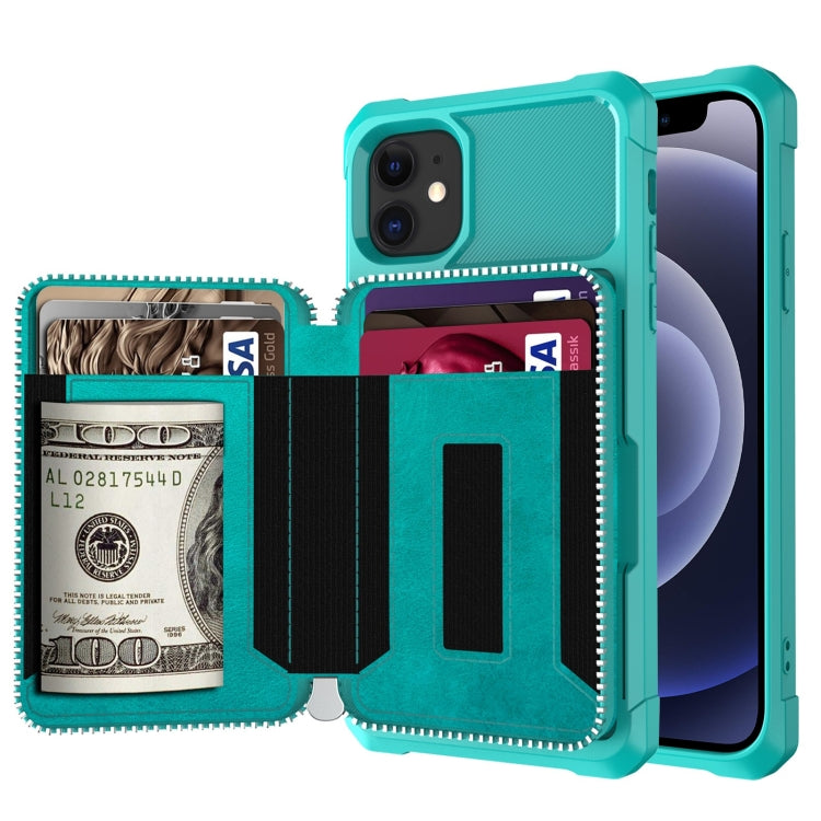 Zipper Wallet Card Bag PU Back Case, For iPhone 12 mini, For iPhone 12 / 12 Pro, For iPhone 12 Pro Max, For iPhone 11 Pro, For iPhone 11 Pro Max, For iPhone XR, For iPhone XS Max, For iPhone SE 2022 / SE 2020 / 7 / 8 / 6 / 6s                           ...