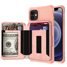 Load image into Gallery viewer, Zipper Wallet Card Bag PU Back Case, For iPhone 12 mini, For iPhone 12 / 12 Pro, For iPhone 12 Pro Max, For iPhone 11 Pro, For iPhone 11 Pro Max, For iPhone XR, For iPhone XS Max, For iPhone SE 2022 / SE 2020 / 7 / 8 / 6 / 6s                           ...