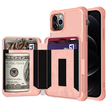 Load image into Gallery viewer, Zipper Wallet Card Bag PU Back Case, For iPhone 12 mini, For iPhone 12 / 12 Pro, For iPhone 12 Pro Max, For iPhone 11 Pro, For iPhone 11 Pro Max, For iPhone XR, For iPhone XS Max, For iPhone SE 2022 / SE 2020 / 7 / 8 / 6 / 6s                           ...