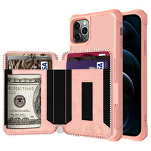 Load image into Gallery viewer, Zipper Wallet Card Bag PU Back Case, For iPhone 12 mini, For iPhone 12 / 12 Pro, For iPhone 12 Pro Max, For iPhone 11 Pro, For iPhone 11 Pro Max, For iPhone XR, For iPhone XS Max, For iPhone SE 2022 / SE 2020 / 7 / 8 / 6 / 6s                           ...