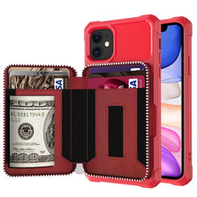 Load image into Gallery viewer, Zipper Wallet Card Bag PU Back Case, For iPhone 11, For iPhone X / XS