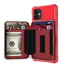 Load image into Gallery viewer, Zipper Wallet Card Bag PU Back Case, For iPhone 11, For iPhone X / XS