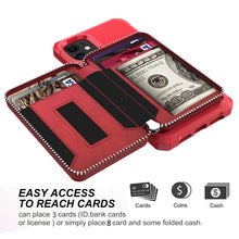 Load image into Gallery viewer, Zipper Wallet Card Bag PU Back Case, For iPhone 11, For iPhone X / XS