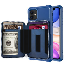 Load image into Gallery viewer, Zipper Wallet Card Bag PU Back Case, For iPhone 11, For iPhone X / XS