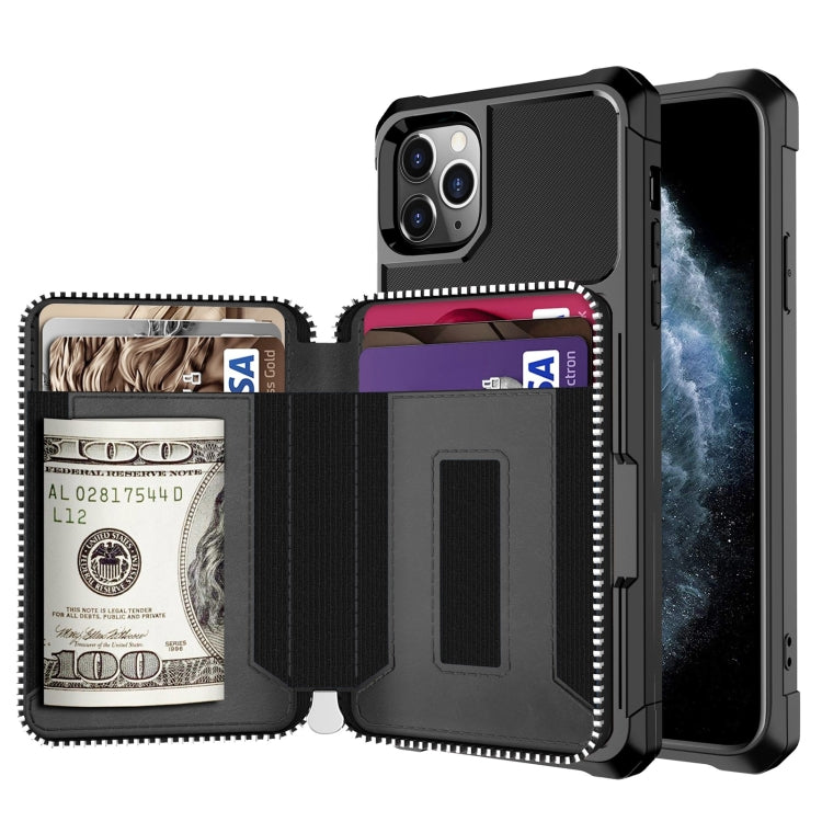 Zipper Wallet Card Bag PU Back Case, For iPhone 12 mini, For iPhone 12 / 12 Pro, For iPhone 12 Pro Max, For iPhone 11 Pro, For iPhone 11 Pro Max, For iPhone XR, For iPhone XS Max, For iPhone SE 2022 / SE 2020 / 7 / 8 / 6 / 6s                           ...