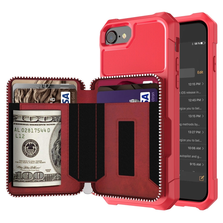 Zipper Wallet Card Bag PU Back Case, For iPhone 12 mini, For iPhone 12 / 12 Pro, For iPhone 12 Pro Max, For iPhone 11 Pro, For iPhone 11 Pro Max, For iPhone XR, For iPhone XS Max, For iPhone SE 2022 / SE 2020 / 7 / 8 / 6 / 6s                           ...