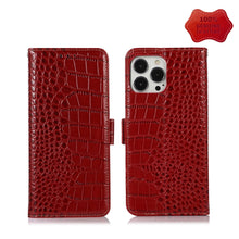 Load image into Gallery viewer, Crocodile Top Layer Cowhide Leather Phone Case, For iPhone 13 Pro, For iPhone 13 Pro Max, For iPhone 12 Pro Max