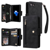 Rivet Buckle 9 Cards Three Fold Leather Phone Case, For iPhone 7/8/SE 2020, For iPhone 7 Plus/8 Plus, For iPhone 11, For iPhone 11 Pro, For iPhone 12, For iPhone 12 mini, For iPhone 12 Pro Max, For iPhone 13 mini, For iPhone X/XS