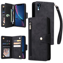 Load image into Gallery viewer, Rivet Buckle 9 Cards Three Fold Leather Phone Case, For iPhone XR, For iPhone XS Max, For iPhone 11 Pro Max, For iPhone 13 Pro, For iPhone 13 Pro Max