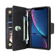Load image into Gallery viewer, Rivet Buckle 9 Cards Three Fold Leather Phone Case, For iPhone XR, For iPhone XS Max, For iPhone 11 Pro Max, For iPhone 13 Pro, For iPhone 13 Pro Max