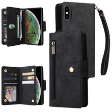 Load image into Gallery viewer, Rivet Buckle 9 Cards Three Fold Leather Phone Case, For iPhone XR, For iPhone XS Max, For iPhone 11 Pro Max, For iPhone 13 Pro, For iPhone 13 Pro Max