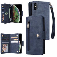 Load image into Gallery viewer, Rivet Buckle 9 Cards Three Fold Leather Phone Case, For iPhone XR, For iPhone XS Max, For iPhone 11 Pro Max, For iPhone 13 Pro, For iPhone 13 Pro Max