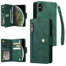Load image into Gallery viewer, Rivet Buckle 9 Cards Three Fold Leather Phone Case, For iPhone XR, For iPhone XS Max, For iPhone 11 Pro Max, For iPhone 13 Pro, For iPhone 13 Pro Max