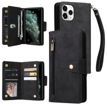 Load image into Gallery viewer, Rivet Buckle 9 Cards Three Fold Leather Phone Case, For iPhone XR, For iPhone XS Max, For iPhone 11 Pro Max, For iPhone 13 Pro, For iPhone 13 Pro Max
