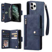 Load image into Gallery viewer, Rivet Buckle 9 Cards Three Fold Leather Phone Case, For iPhone XR, For iPhone XS Max, For iPhone 11 Pro Max, For iPhone 13 Pro, For iPhone 13 Pro Max
