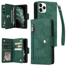 Load image into Gallery viewer, Rivet Buckle 9 Cards Three Fold Leather Phone Case, For iPhone XR, For iPhone XS Max, For iPhone 11 Pro Max, For iPhone 13 Pro, For iPhone 13 Pro Max