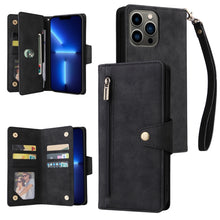 Load image into Gallery viewer, Rivet Buckle 9 Cards Three Fold Leather Phone Case, For iPhone XR, For iPhone XS Max, For iPhone 11 Pro Max, For iPhone 13 Pro, For iPhone 13 Pro Max