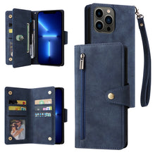 Load image into Gallery viewer, Rivet Buckle 9 Cards Three Fold Leather Phone Case, For iPhone XR, For iPhone XS Max, For iPhone 11 Pro Max, For iPhone 13 Pro, For iPhone 13 Pro Max