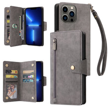 Load image into Gallery viewer, Rivet Buckle 9 Cards Three Fold Leather Phone Case, For iPhone XR, For iPhone XS Max, For iPhone 11 Pro Max, For iPhone 13 Pro, For iPhone 13 Pro Max