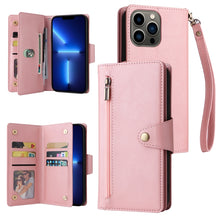 Load image into Gallery viewer, Rivet Buckle 9 Cards Three Fold Leather Phone Case, For iPhone XR, For iPhone XS Max, For iPhone 11 Pro Max, For iPhone 13 Pro, For iPhone 13 Pro Max