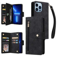 Load image into Gallery viewer, Rivet Buckle 9 Cards Three Fold Leather Phone Case, For iPhone XR, For iPhone XS Max, For iPhone 11 Pro Max, For iPhone 13 Pro, For iPhone 13 Pro Max