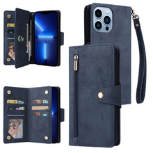 Load image into Gallery viewer, Rivet Buckle 9 Cards Three Fold Leather Phone Case, For iPhone XR, For iPhone XS Max, For iPhone 11 Pro Max, For iPhone 13 Pro, For iPhone 13 Pro Max