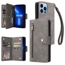 Load image into Gallery viewer, Rivet Buckle 9 Cards Three Fold Leather Phone Case, For iPhone XR, For iPhone XS Max, For iPhone 11 Pro Max, For iPhone 13 Pro, For iPhone 13 Pro Max