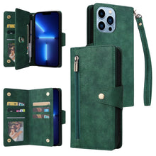 Load image into Gallery viewer, Rivet Buckle 9 Cards Three Fold Leather Phone Case, For iPhone XR, For iPhone XS Max, For iPhone 11 Pro Max, For iPhone 13 Pro, For iPhone 13 Pro Max