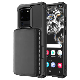 Zipper Wallet Card Bag PU Back Phone Case, For Samsung Galaxy S20, For Samsung Galaxy S20+, For Samsung Galaxy S20 Ultra, For Samsung Galaxy Note10, For Samsung Galaxy Note10+