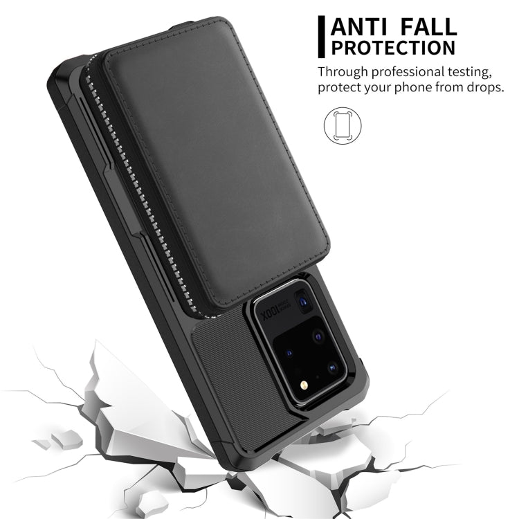 Zipper Wallet Card Bag PU Back Phone Case, For Samsung Galaxy S20, For Samsung Galaxy S20+, For Samsung Galaxy S20 Ultra, For Samsung Galaxy Note10, For Samsung Galaxy Note10+